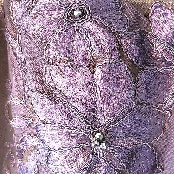 TERI JON RICKIE FREEMAN EGGPLANT/NAVY COLOR LACE ILLUSIONS FORMAL DRESS SZ6 - Picture 10 of 16